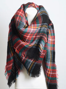 Plaid blanket scarf