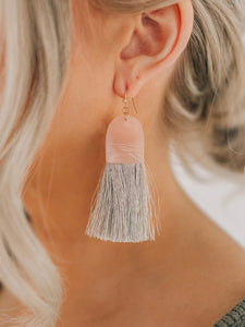 Rose Gray Tassel Earrings