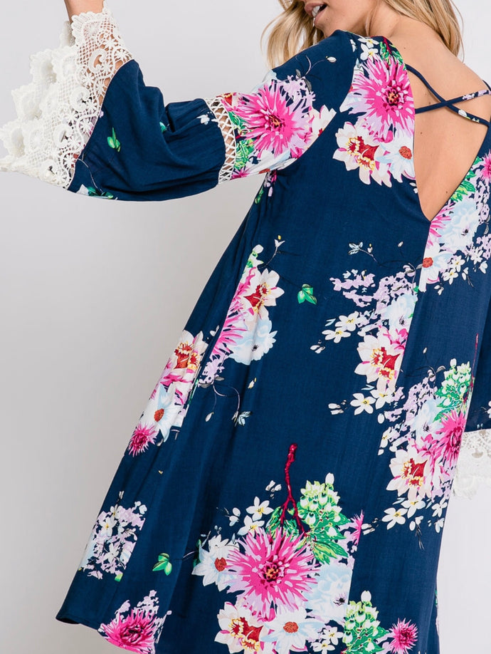 Bell Sleeve Floral Dress