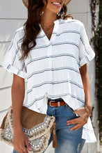 Load image into Gallery viewer, The Anna Top- White Vneck Striped
