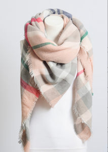 Plaid blanket scarf