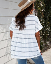 Load image into Gallery viewer, The Anna Top- White Vneck Striped